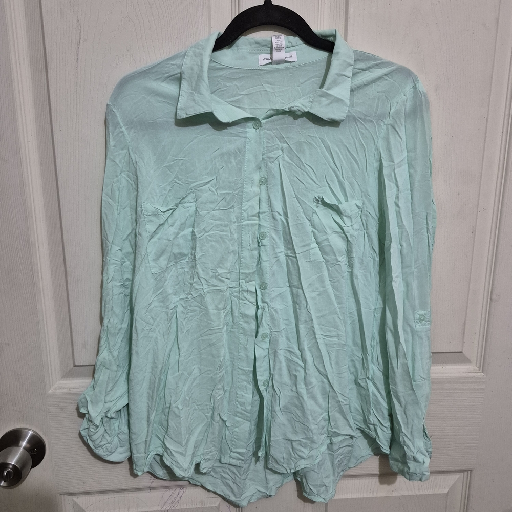 Ambiance Light Green Button-Down Shirt